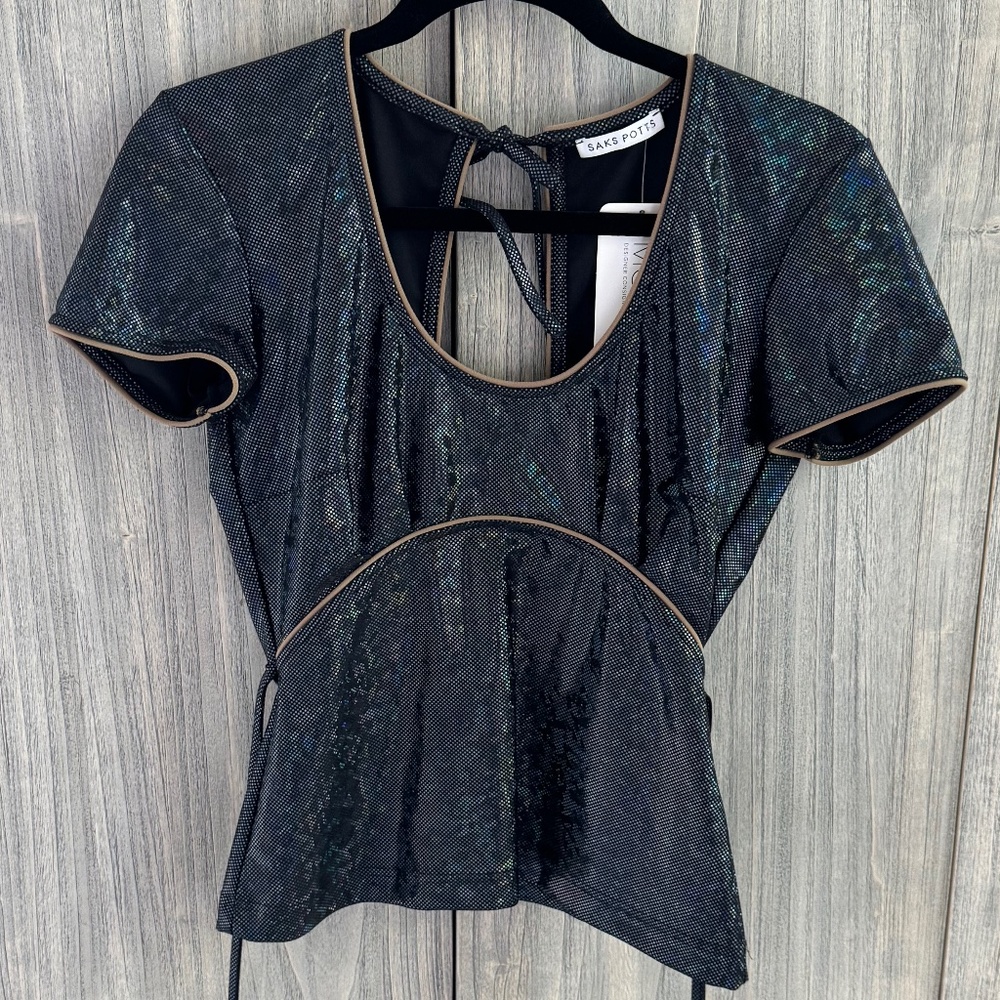 Saks Potts metallic scoop neck